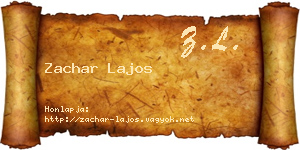 Zachar Lajos névjegykártya